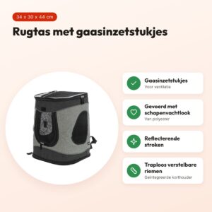 Trixie hondentas rugtas Timon zwart/grijs 34 x 30 x 44 cm – voordelen