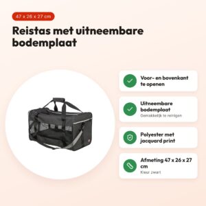 Trixie hondentas Ryan reistas zwart 47 x 26 x 27 cm – korthouder – voordelen