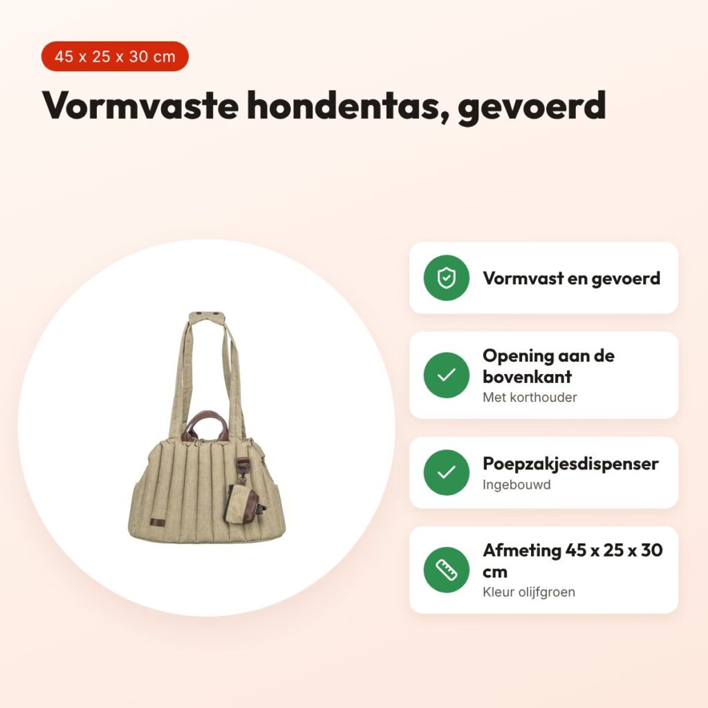 Trixie hondentas Sophie olijfgroen 45 x 25 x 30 cm – vormvast – voordelen