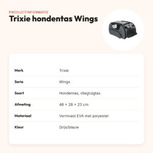 Trixie hondentas Wings vliegtuigtas grijs/blauw 46 x 28 x 23 cm – productinformatie