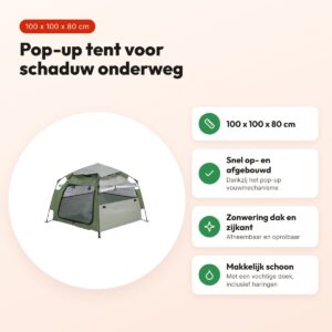 Trixie hondentent pop-up olijfgroen/beige 100 x 100 x 80 cm – voordelen