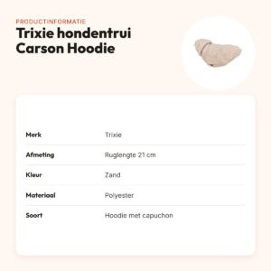Trixie hondentrui Carson Hoodie zand 21 cm – met capuchon – productinformatie