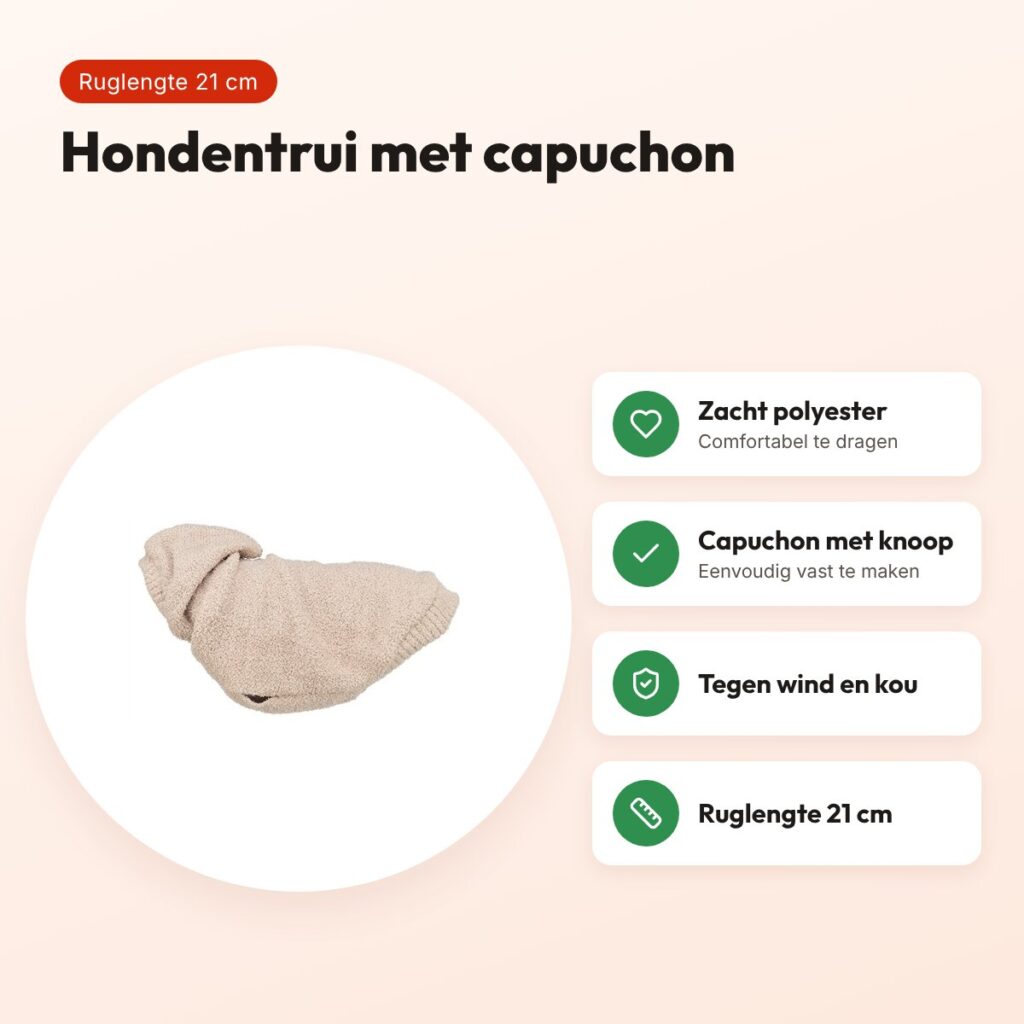 Trixie hondentrui Carson Hoodie zand 21 cm – met capuchon – voordelen