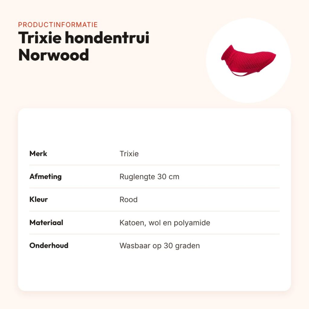 Trixie hondentrui Norwood rood 30 cm – katoen, wol en polyamide – productinformatie