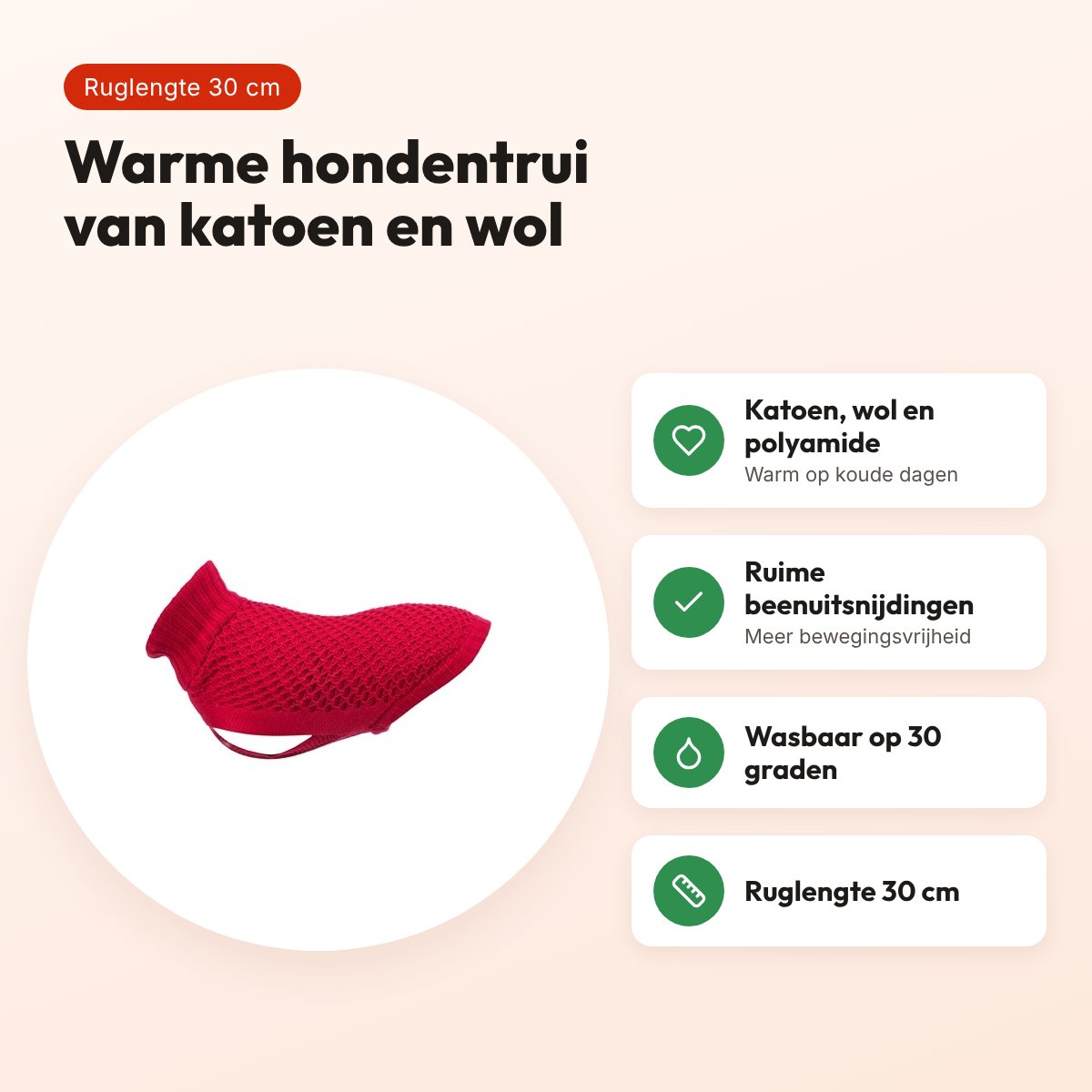 Trixie hondentrui Norwood rood 30 cm – katoen, wol en polyamide – voordelen
