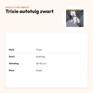 Trixie hondentuig auto zwart 30-60 cm – inclusief autogordel – productinformatie