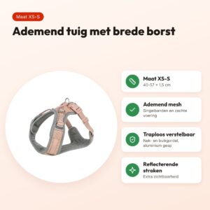 Trixie hondentuig Flexmesh brede borst blush roze XS-S 40-57 x 1,5 cm – voordelen