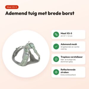 Trixie hondentuig Flexmesh brede borst saliegroen XS-S 40-57 x 1,5 cm – voordelen