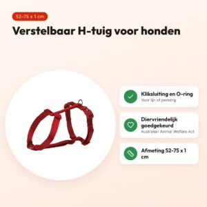 Trixie hondentuig H-tuig Premium rood 52-75 cm – nylon, verstelbaar – voordelen