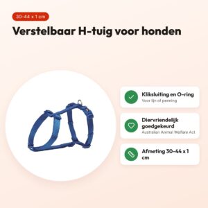 Trixie hondentuig H-tuig Premium Royal blauw 30-44 cm – nylon, verstelbaar – voordelen