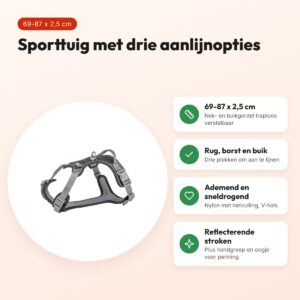 Trixie hondentuig Premium Active zwart 69-87 x 2,5 cm – voordelen