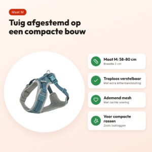 Trixie hondentuig Premium Flexmesh brede borst petrol M 58-80 x 2 cm – voordelen