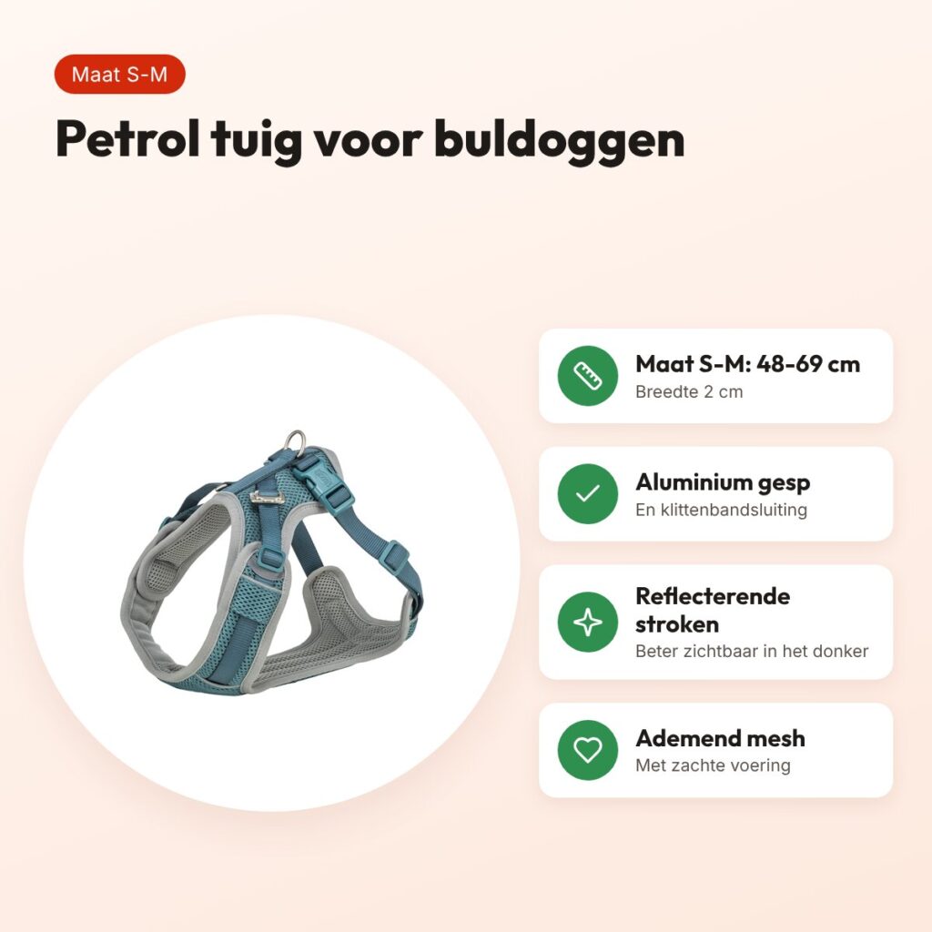 Trixie hondentuig Premium Flexmesh brede borst petrol S-M 48-69 x 2 cm – voordelen