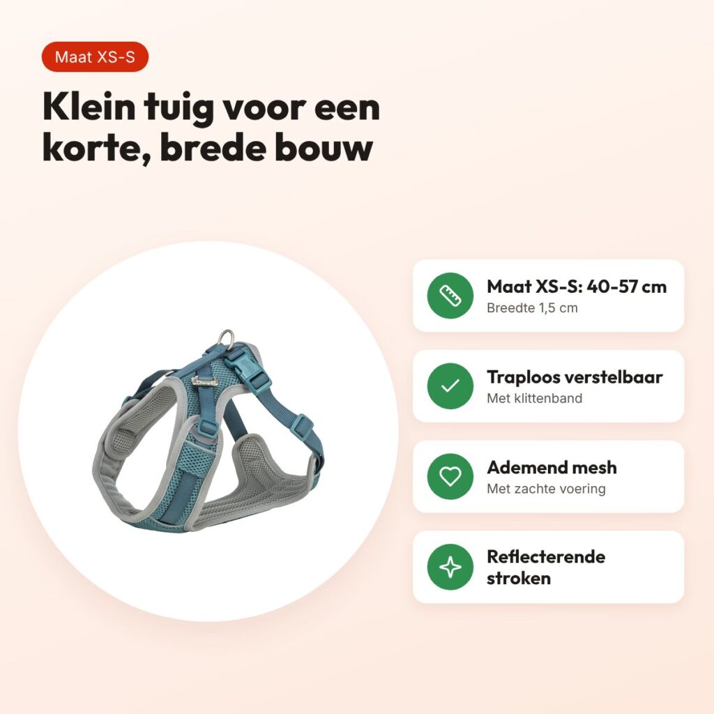 Trixie hondentuig Premium Flexmesh brede borst petrol XS-S 40-57 x 1,5 cm – voordelen