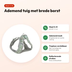 Trixie hondentuig Premium Flexmesh brede borst saliegroen S-M 48-69 x 2 cm – voordelen