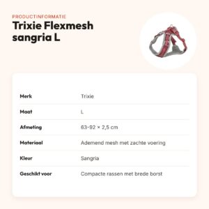 Trixie hondentuig Premium Flexmesh brede borst sangria L 63-92 x 2,5 cm – productinformatie