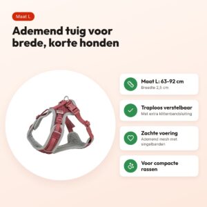 Trixie hondentuig Premium Flexmesh brede borst sangria L 63-92 x 2,5 cm – voordelen