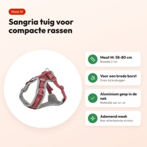 Trixie hondentuig Premium Flexmesh brede borst sangria M 58-80 x 2 cm – voordelen
