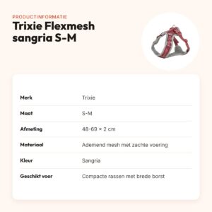 Trixie hondentuig Premium Flexmesh brede borst sangria S-M 48-69 x 2 cm – productinformatie