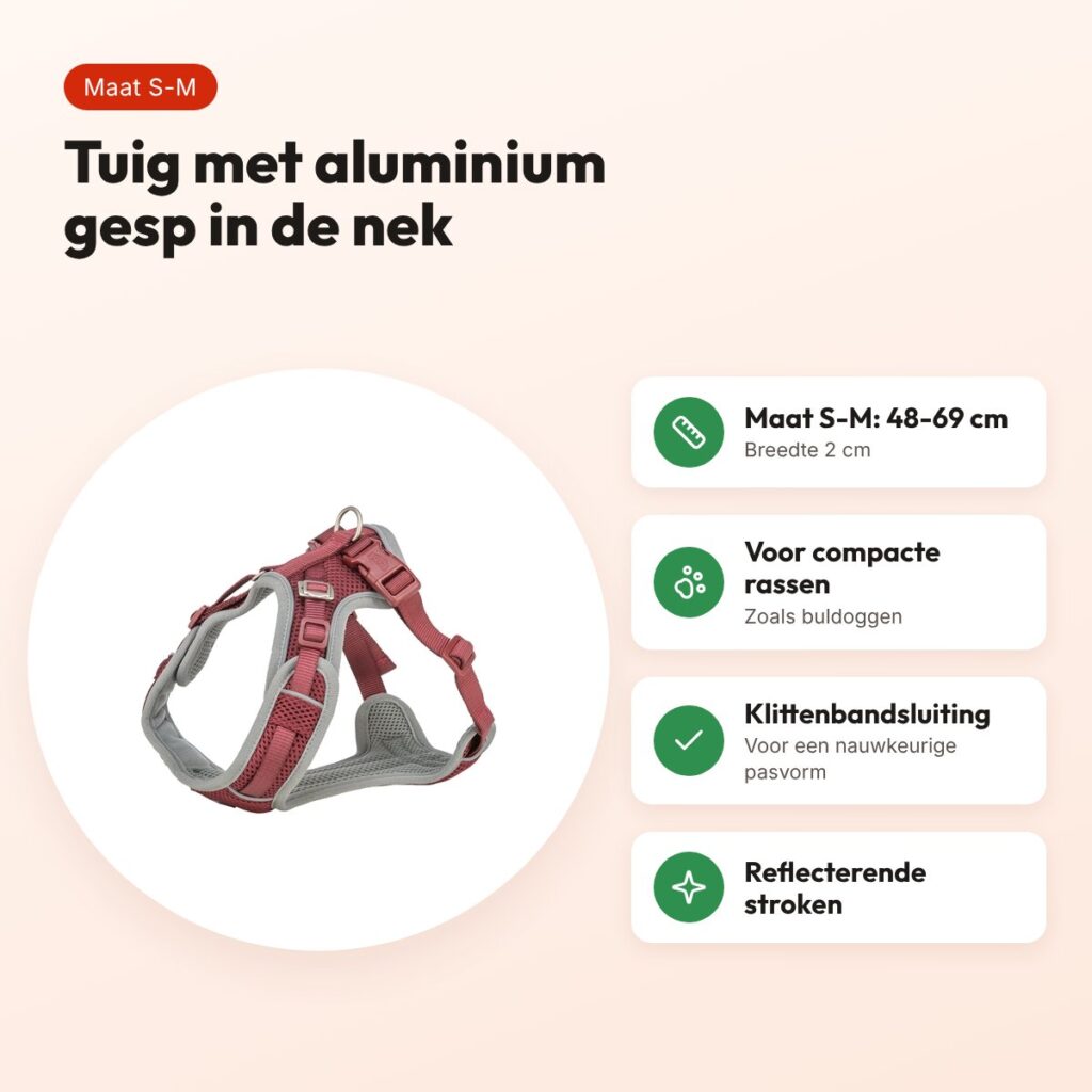 Trixie hondentuig Premium Flexmesh brede borst sangria S-M 48-69 x 2 cm – voordelen