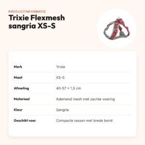Trixie hondentuig Premium Flexmesh brede borst sangria XS-S 40-57 x 1,5 cm – productinformatie