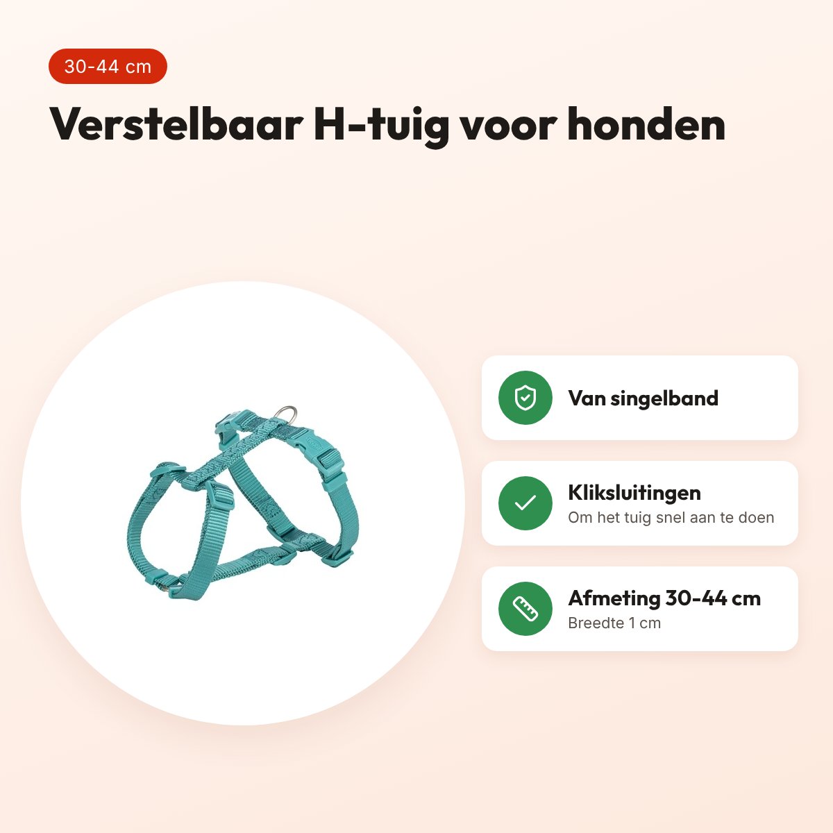 Trixie hondentuig Premium H-tuig aqua blauw 30-44 cm – verstelbaar – voordelen