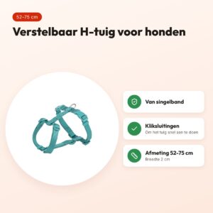 Trixie hondentuig Premium H-tuig aqua blauw 52-75 cm – verstelbaar – voordelen