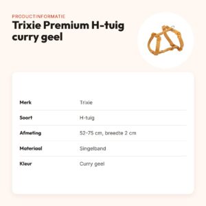 Trixie hondentuig Premium H-tuig curry geel 52-75 cm – verstelbaar – productinformatie