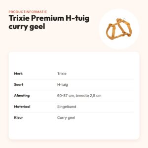 Trixie hondentuig Premium H-tuig curry geel 60-87 cm – verstelbaar – productinformatie