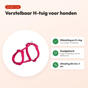 Trixie hondentuig Premium H-tuig fuchsia 30-44 x 1 cm – verstelbaar – voordelen