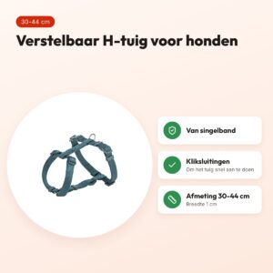 Trixie hondentuig Premium H-tuig petrol blauw 30-44 cm – verstelbaar – voordelen