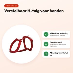 Trixie hondentuig Premium H-tuig rood 42-60 x 1,5 cm – verstelbaar – voordelen