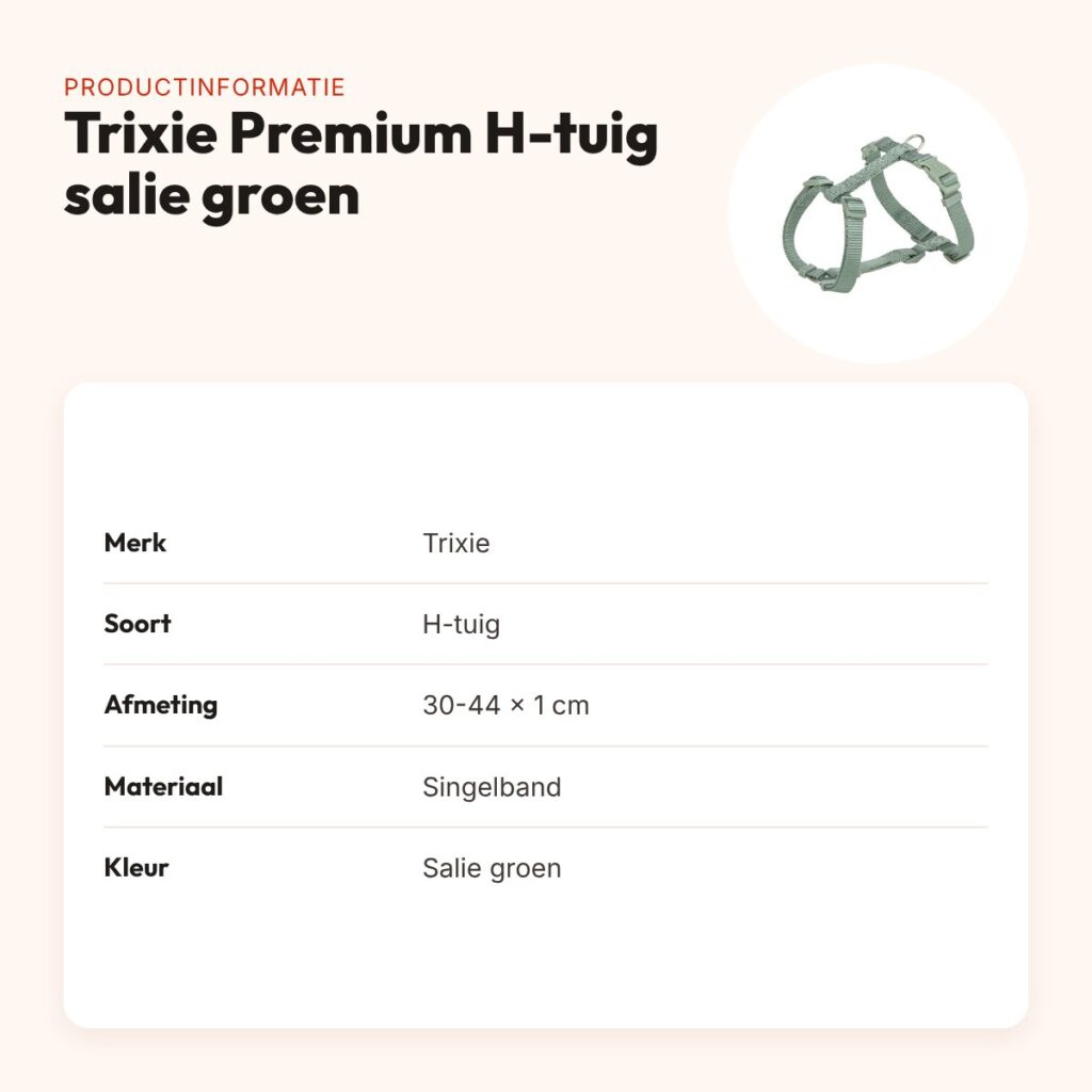 Trixie hondentuig Premium H-tuig salie groen 30-44 cm – singelband – productinformatie