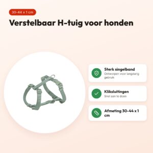 Trixie hondentuig Premium H-tuig salie groen 30-44 cm – singelband – voordelen