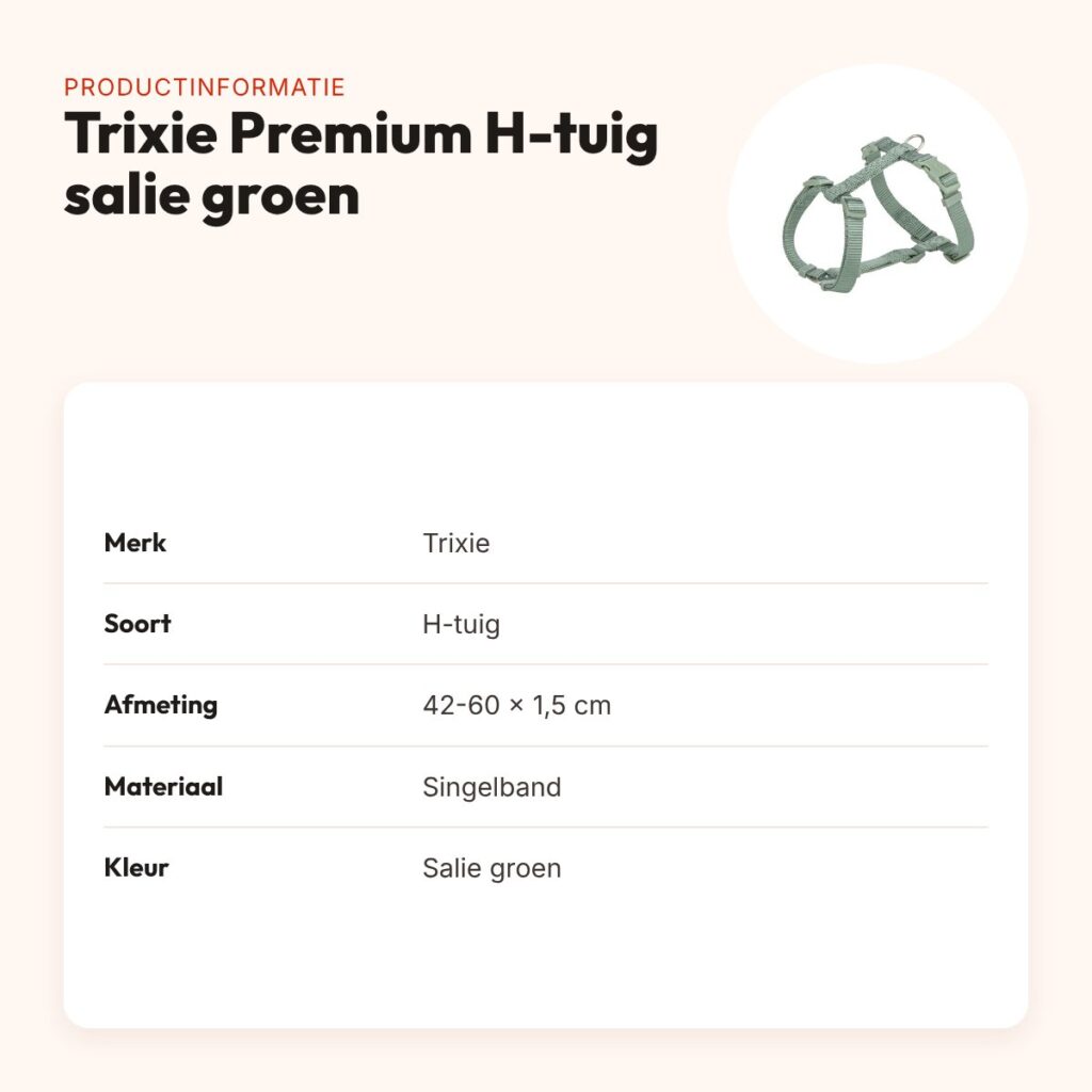 Trixie hondentuig Premium H-tuig salie groen 42-60 cm – singelband – productinformatie