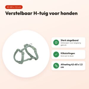 Trixie hondentuig Premium H-tuig salie groen 42-60 cm – singelband – voordelen