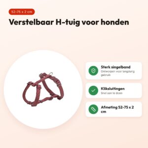 Trixie hondentuig Premium H-tuig sangria rood 52-75 cm – singelband – voordelen