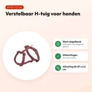 Trixie hondentuig Premium H-tuig sangria rood 60-87 cm – singelband – voordelen