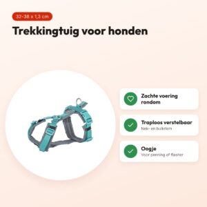 Trixie hondentuig Premium Trekking aqua/grafiet grijs 32-38 cm – voordelen