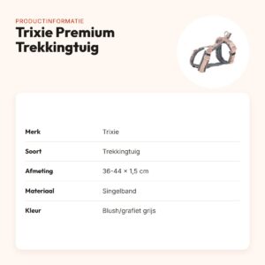 Trixie hondentuig Premium Trekking blush/grafiet grijs 36-44 x 1,5 cm – productinformatie