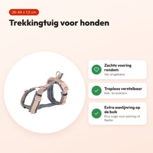 Trixie hondentuig Premium Trekking blush/grafiet grijs 36-44 x 1,5 cm – voordelen
