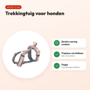 Trixie hondentuig Premium Trekking blush/grafiet grijs 44-53 cm – voordelen