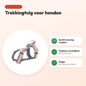 Trixie hondentuig Premium Trekking blush/grafiet grijs 62-74 cm – voordelen