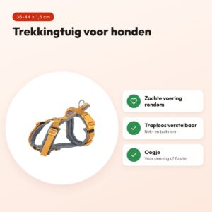 Trixie hondentuig Premium Trekking curry geel/grafiet grijs 36-44 cm – voordelen