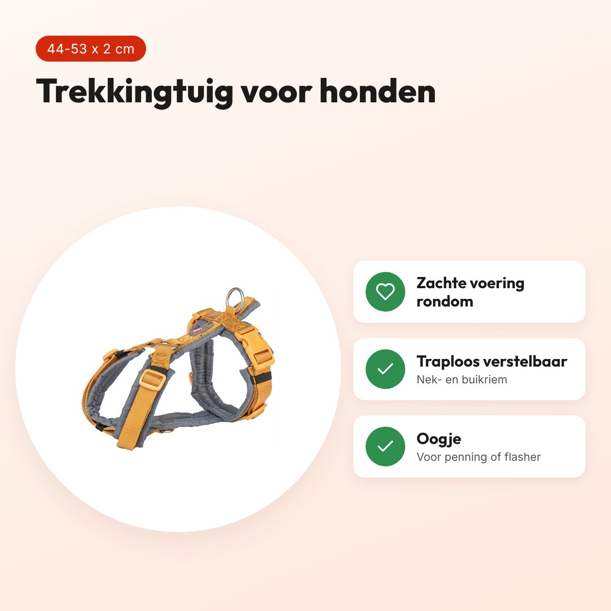 Trixie hondentuig Premium Trekking curry geel/grafiet grijs 44-53 cm – voordelen