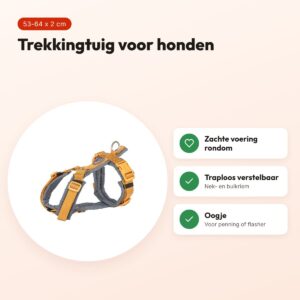 Trixie hondentuig Premium Trekking curry geel/grafiet grijs 53-64 cm – voordelen