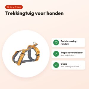 Trixie hondentuig Premium Trekking curry geel/grafiet grijs 62-74 cm – voordelen