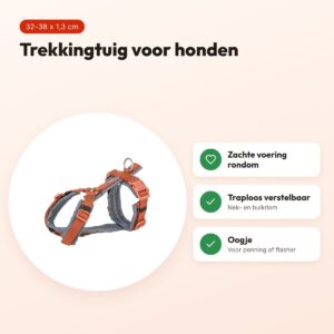 Trixie hondentuig Premium Trekking roest bruin/grafiet grijs 32-38 cm – voordelen