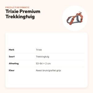 Trixie hondentuig Premium Trekking roest bruin/grafiet grijs 53-64 cm – productinformatie