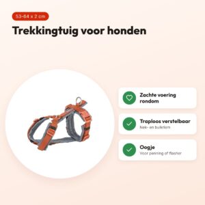 Trixie hondentuig Premium Trekking roest bruin/grafiet grijs 53-64 cm – voordelen